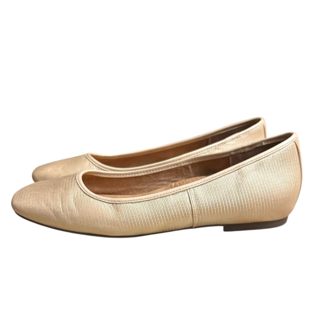 VIONIC Orinda Square Toe Leather Orthotic Ballet Flats in Gold Shimmer Size 9 - Picture 6 of 10